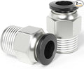 TAILONZ PNEUMATIC Male Straight 12mm Tube OD x 3/8 Inch NPT Thread Push to Connect Fittings PC12-N3 (Pack of 2)