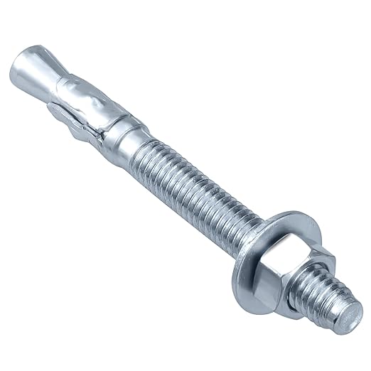Party Animals 3/8 x 3 Inch Wedge Anchor, 5 PCs Zinc-Plated Industrial Anchor Bolts for Cement, Concrete