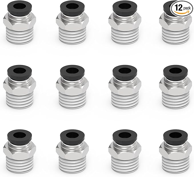 12Packs 1/2" OD Tube x 1/4" NPT Thread Straight Push to Connect Fittings,Pneumatic Male Quick Connect Air Line Hose Fittings Accessories