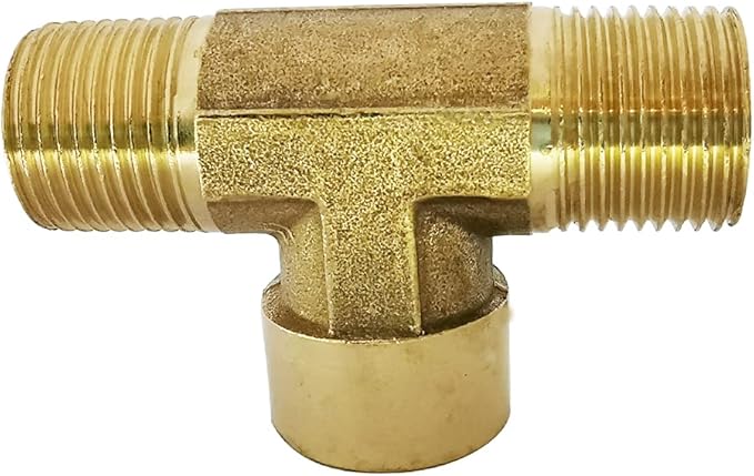 Brass Pipe Fitting Street Tee BSP Thread 3 ways Connector 1/8" Male x 1/8" Female x 1/8" Male, Pack of 2