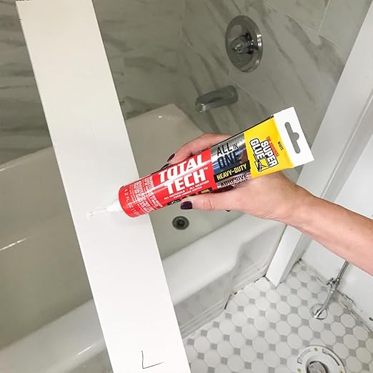 Total Tech, White, 4.2oz Tubes, Heavy-Duty Adhesive & Sealant Caulk, Flexible, All-Weather, Watertight, UV-Resistant, High Strength, Instant Grab, Ideal for Pools, Sinks, Bathtubs