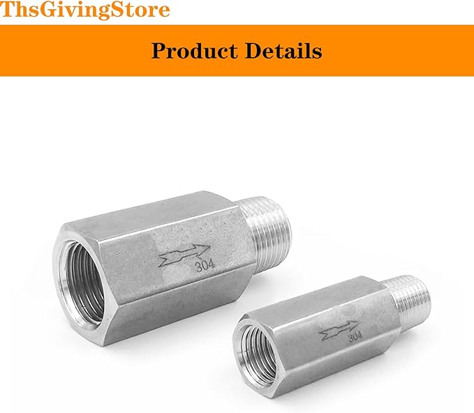 1/4 Inch NPT Female to Male Thread 304 Stainless Steel Check Valve One Way Non-Return Valve for Water Oil Gas Check Valve 1PCS