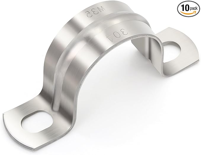 10 pcs 1-3/8" Conduit Clamp 304 SS Pipe Support U Bracket, Tube Clamp for Cable/Water Pipe, Heavy Duty Strap Clamps | OD 1-3/8" | 10 pcs