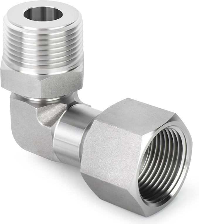 TAISHER 3-Piece 304 Stainless Steel 90 Degree Elbow Fitting Set - 3/4" & 1/2" MNPT/FNPT Reducer Adapters With Hex Bushing