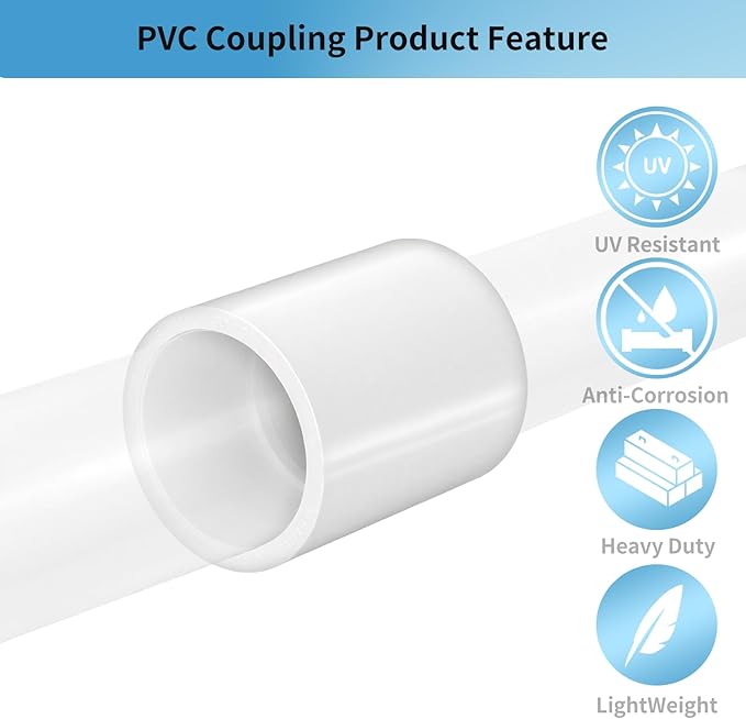 LESSO 4 Inch PVC Pipe Coupling Adapter, SCH40 Heavy Duty UPVC Slip x Slip Connection - ASTM D2466 Standard for Plumbing, Irrigation & Pool Systems