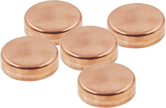 Copper Pipe Cap,TTZEZE Copper End Cap,Certified Safe Pressure Copper Cap Plug,Solid Sweat Solder Connection,Pure Copper Plumbing Cap for Plumbing HVAC Air Conditioner 42mm/1.65'' 1PCS