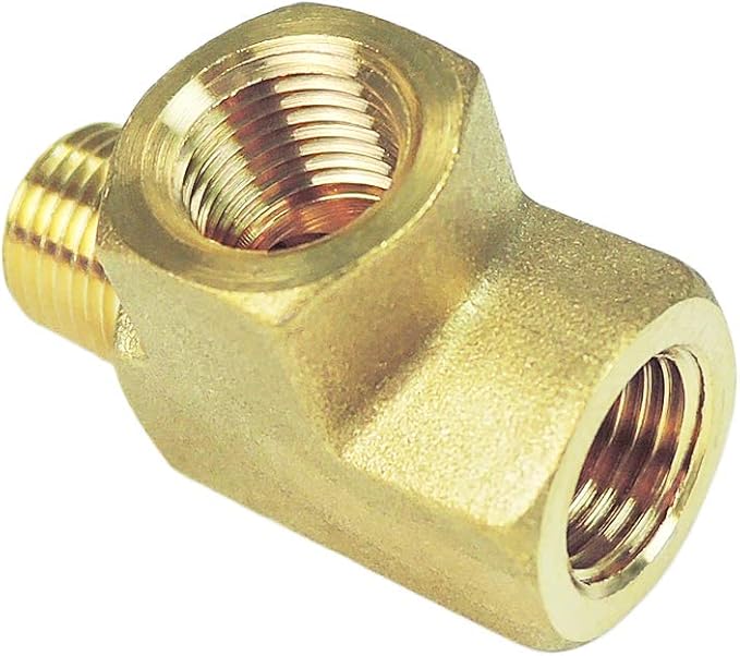Nigo Brass Pipe Fitting: Forged Brass Tee, 3-Way NPT Female & Male (1/8" x 1/8" x 1/8")