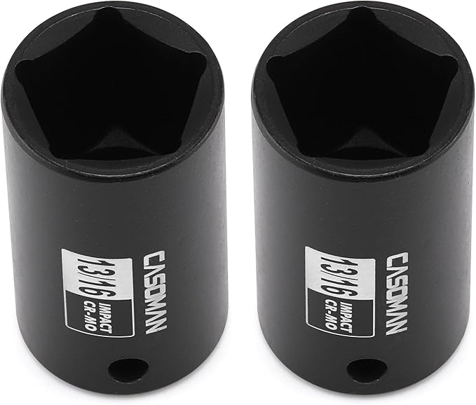CASOMAN 2PCS 1/2" Drive 13/16" Penta Sockets, 5-Point Utility Socket, CR-MO, Removes and Installs Penta Nuts and Bolts for Utility Service