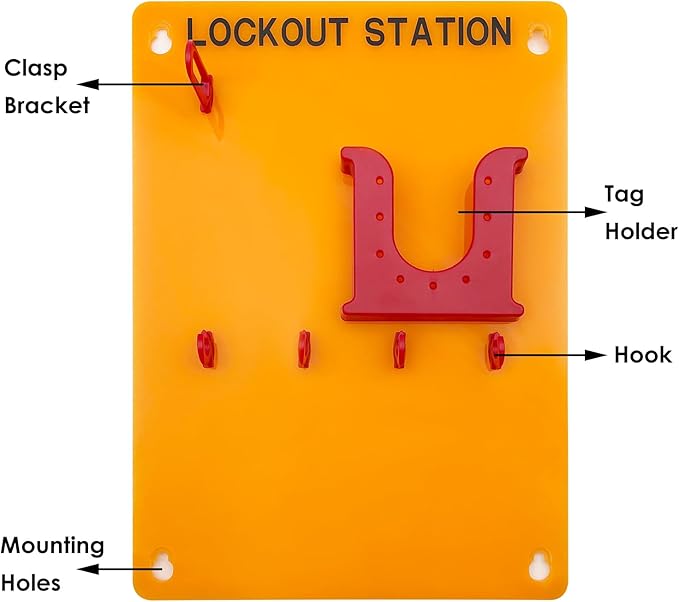 JOJOMARK Lockout Tagout Station Metal Kit with Lock Out Tag Out Loto 2 Hasps, 20 Tags, 20 Nylon Cable, 5 Locks with Number 1-5 (Orange Board kit)