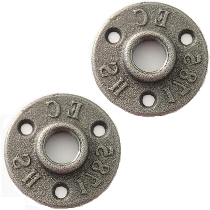 2Pack Inch Floor Flange Cast Iron Pipe Floor Threaded Pipe Fitting Industrial Steampunk Vintage Retro Decor Furniture DIY Wall Industrial (3/4 Inch)