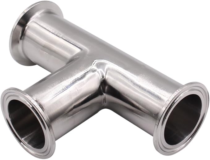 DERNORD Clamp Tee 3 Way Stainless Steel 304 Sanitary Fitting Fits 1.5" Tri-clamp, 38mm Pipe OD