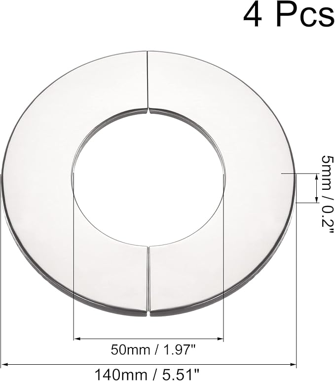 uxcell Wall Split Flange, Stainless Steel Round Escutcheon Plate for 50mm Diameter Pipe 4Pcs