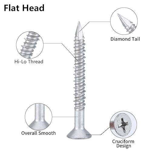 1/4 x 2-1/4" 410 Stainless Steel Flat Head Tapcon Concrete Screw Anchor, for Anchoring to Masonry, Block or Brick (50Pcs)