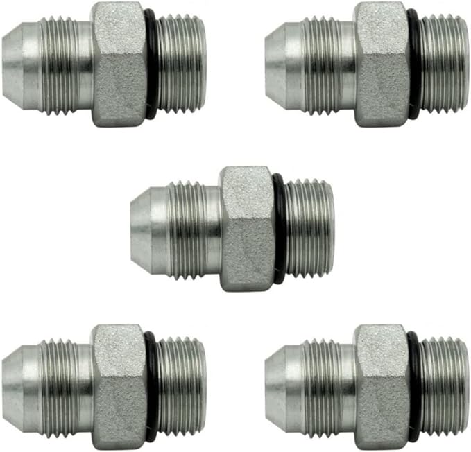 1-1/2" JIC Male x #20 SAE/ORB Male Straight Converter Hydraulic Pipe Adapter Fitting (5-PACK) | 6400-24-20