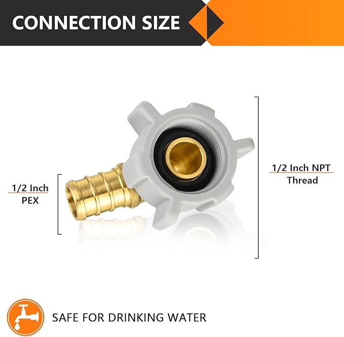 10-Pack HeSun PEX Fittings, 1/2" Pex x 1/2" Female NPT Swivel Elbow, Brass Crimp Fitting for ASTM F1807(PEX1807208)