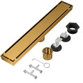 Linear Shower Drain, 304 Stainless Steel with Adjustable Leveling Feet, Hair Strainer,Reversely Install Place to Create an Invisible Floor Drain - Gold -54-Inch