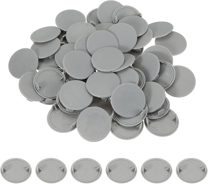 uxcell 50Pcs Plastic Hole Plugs, 1-1/2"(38mm) Flush Type Panel Round Screw Caps Cover Fastener Knockout Locking Plugs for Furniture Insert End Caps Panels, Gray