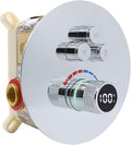 Round Digital Display Shower Valve 3 Way Shower Mixing Valve Concealed Installation Can Use All the Time Polished Chrome