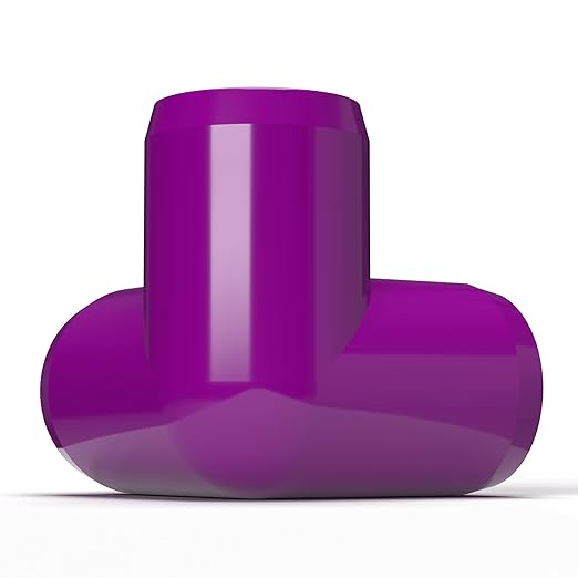 FORMUFIT 3/4” 3-Way Elbow Furniture Grade PVC Fitting in Purple, Made in USA, UV-Resistant, Impact-Proof, 1.050” Actual Socket Diameter (Pack of 8)