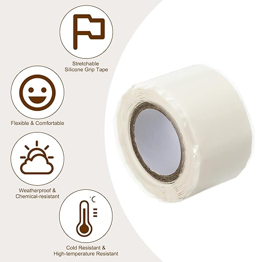 PATIKIL Grip Tape for Handles 1" x5ft, 2Roll Self-Fusing Silicone Tape for Bike Handles Pull Up Bars Gym Equipment Plumb/Hose/Pipe Leaks Emergency, White