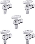 (Pack of 5) EFIELD 1/4 Turn Angle Stop Valve 3/8" OD Compression x 1/2" Pex Chrome Plated Brass,(VALVE076-5PCS)