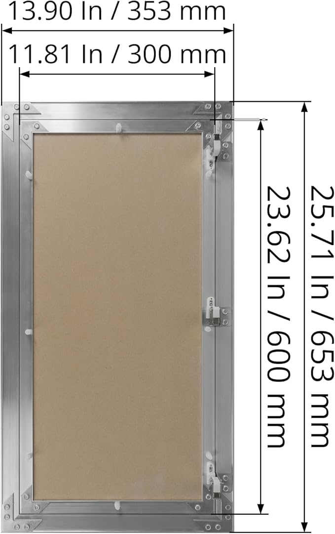 12" x 24" Inch Aluminum Drywall Access Panel - Service Shaft Door - Plumbing, Electricity, Heating, Alarm Wall Inspection hatch for Drywall - Bathroom Service Access Hole Cover