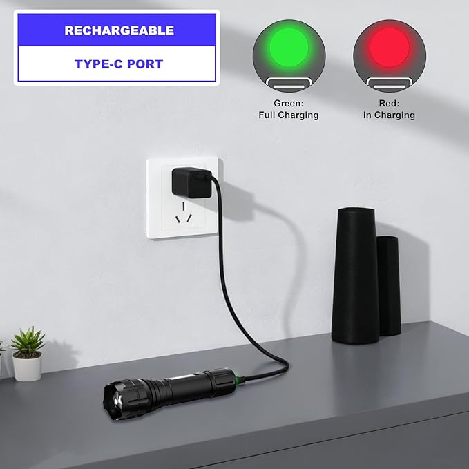 COSOOS UV Flashlight 365m Black Light, Ultraviolet Flashlight with USB Rechargeable, Focusable Pet Urine Detector for AC Leak Detection, Scorpion, Curing Resin