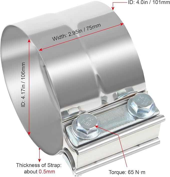 4 Inch Exhaust Pipe Clamp Lap Joint 4 In Exhaust Band Clamp Stainless Sleeve Coupler For Mufflers,Exhaust Pipe(2 PCS)