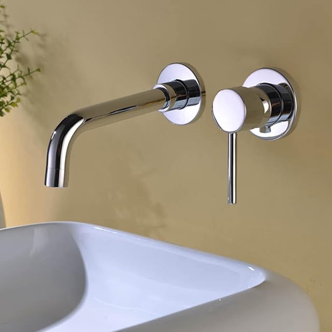 Sumerain Wall Mount Bathroom Faucets,Single Handle with Brass Rough-in Valve in Modern Chrome Finish,1/2 NPT Standard Thread for US