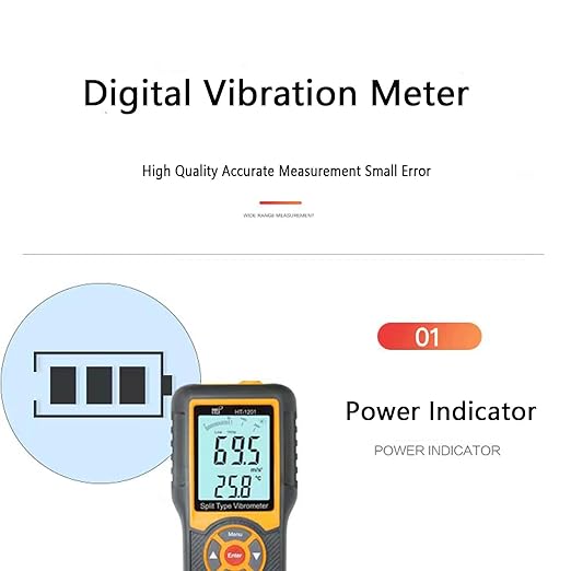 Vibration Meter,Vibrometer Split Probe Vibration Tester, Digital Vibration Analyzer Mechanical Vibration Meters Vibration Sensor Measure Acceleration, Velocity and Displacement