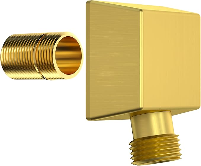 100% Brass Wall Mounted Supply Elbow, Wall Elbow for Hand Shower, Solid Brass Wall Supply Elbow, Check Valve Included (Brushed Gold)