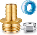 Solid Brass Garden Hose Repair kit Connector with Clamps 5/8" Barb x 3/4" Male,Fit for Garden Hose Fitting,Male and Female Hose Fittings