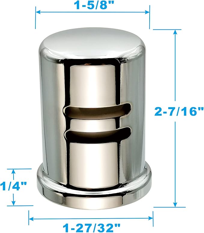Dishwasher Air Gap Cover only, Skirted, Replacement air gap dishwasher,Solid Brass, Polished Chrome Finish