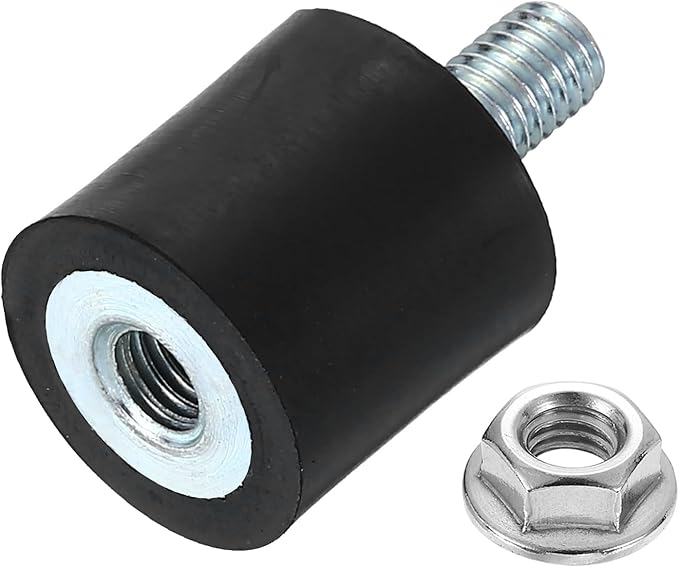 uxcell M5 Rubber Mounts, 1Pcs 15x15mm(DxH) Rubber Cylindrical Anti Vibration Isolator Shock Absorber with Lock Nut for Car Bobbin Generator Air Compressors
