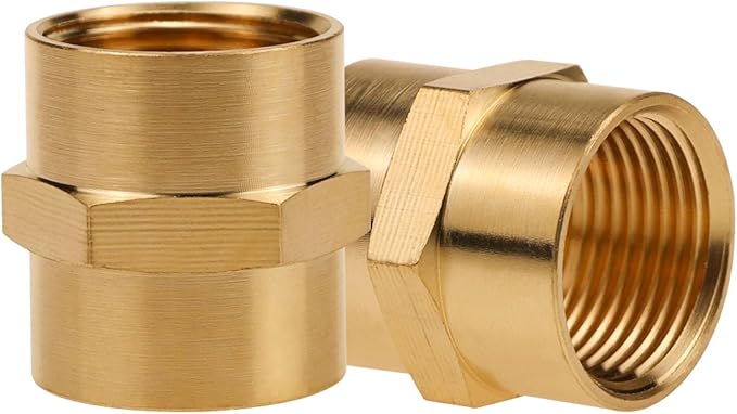 FNPT 3/4 Brass Hex Coupler, Female Pipe Fittings for Water/Oil/Gas Line,2PCS