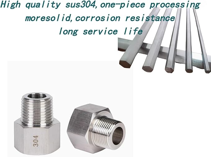2 pieces Npt1/4 Female to Npt1/4 Male Reducer,1/4Water pipe Adapter, Fabricate of 304 Stainless Steel