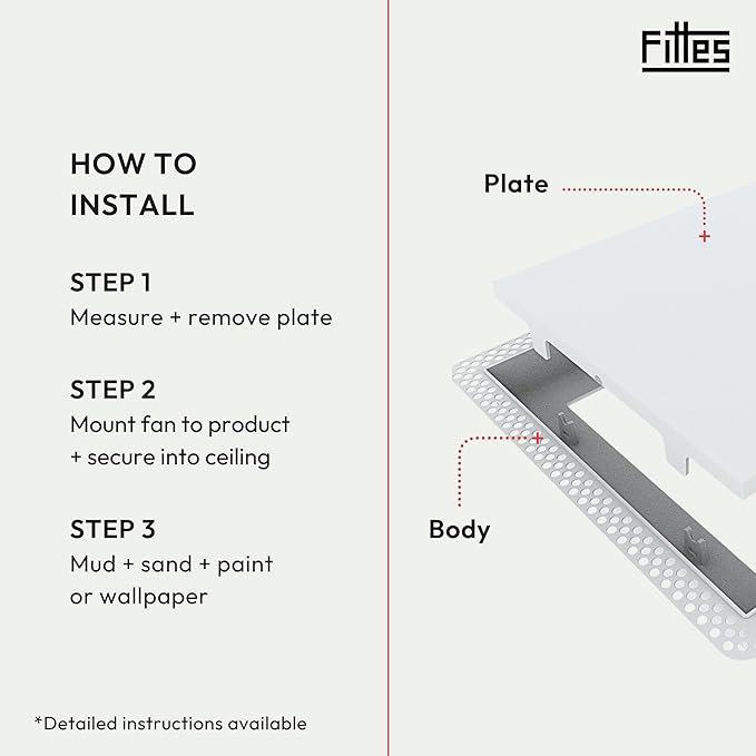 Fittes Flush Exhaust Vent Cover 14x14 Inch, DIY ABS Lite Cover, Upgrade Ceiling and Wall Vent Cover, Compatible with Panasonic WhisperValue, Panasonic WhisperCeiling Cover for 8" or 10.5" Vents