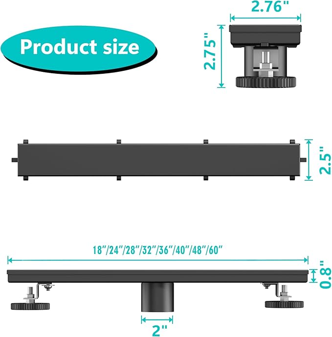 Neodrain 24 in Matte Black Linear Shower Drain- with 2-in-1 Flat & Tile Insert Cover, 304 Stainless Steel Rectangle Shower Floor Drain,Floor Shower Drain