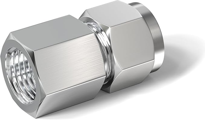 TAISHER 2PCS 304 Stainless Steel Compression Tube Pipe Fitting Connector, 1/2" Tube OD x 3/8" NPT Female Straight Adapter
