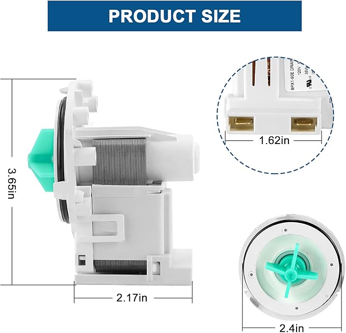 NEW A00126401 bpx1-90e Drain Pump Assembly Fit for Frigidaire Ken-more Cro-sley Dishwasher by AMI PARTS Replaces AP5690431 5304492415 PS8689824 154736201