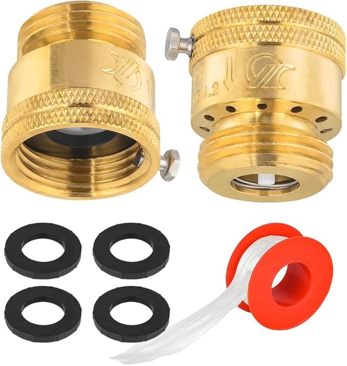 50-Pack EFIELD Anti Siphon Vacuum Breakers Set, 3/4 Inch Backflow Preventer for Garden Spigot, RV, Solid Brass Anti-Backflow Valve with Sealing Tape and washers,(BIBCOCK004-50PCS)