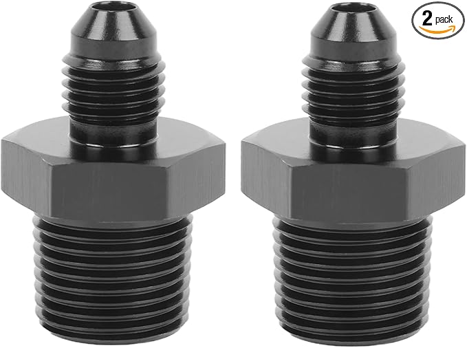 EVIL ENERGY 4AN Male Flare to 3/8" NPT Pipe Fitting Adapter Straight Aluminum Black 2pcs