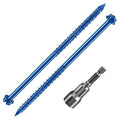 Wensilon(100 PCS) 1/4" * 5" Slotted Hex Concrete Screws Anchor Blue Hexagon Head for Anchoring to Masonry, Block or Brick Stucco