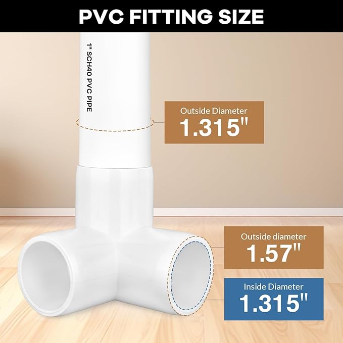 12-Pack 3 Way PVC Fittings 1 Inch, Furniture Grade PVC Pipe Elbow Connector for All DIY Structure and Frames
