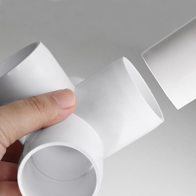3 Way PVC Pipe Fittings 1-1/2 Inch, Zernmiarder White PVC Elbow Corner Side Outlet Tee Fitting, SCH40 Furniture Grade Pipe Connectors - Fits 1-1/2" Polyvinyl Chloride Pipes, 4 Pieces