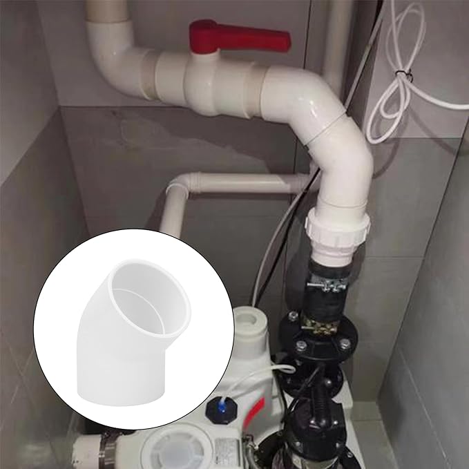 3" 45 Degree PVC Elbow Pipe Fitting Connector (Socket x Socket) Furniture Build Grade SCH40 3 Inch 45 Degree Elbow PVC Corner Adapter for Home Sewer Plumbing Water Line
