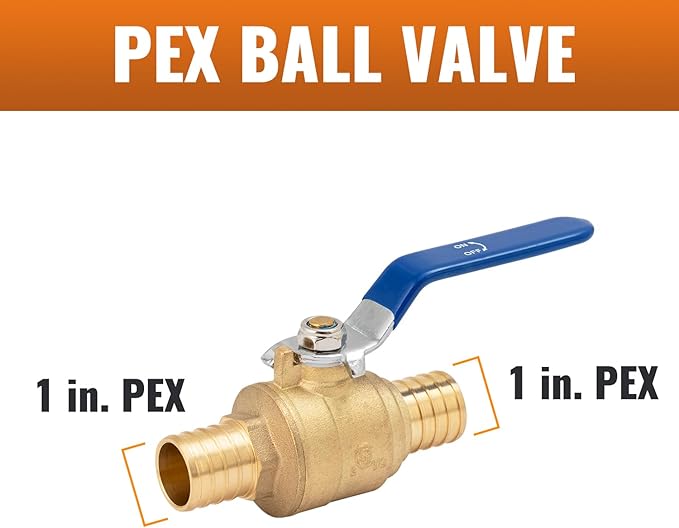 SUNGATOR 1 Pack Pex Valves 1 inch, Pex Ball Valve Brass Full Port Quarter Turn Shut Off Valve, ASTM F1807