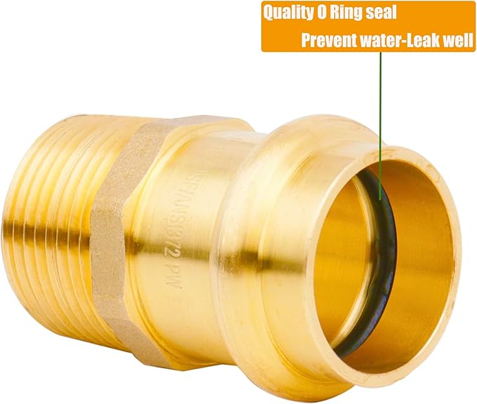 WHK 10 Pack 3/4" Press Propress x 3/4" NPT Male Adapter Fittings pressure Cooper Conenct to Male NPT Pipe（Lead-Free,Pro Press Copper to 3/4 Male NPT PIPE)