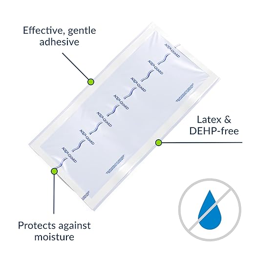 TIDI AquaGuard Sheet – 12” x 24” – Shower Protection Sheet – Self-Adhesive Moisture Barrier – Made Without Latex – Wound Cover for Showering – 98 Sheets per Case – Home Medical Supplies (50013-CSE)