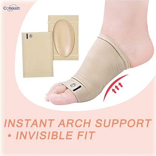 8Pcs Arch Support Sleeves Wraps for Flat Feet Plantar Fasciitis Relief - Compression Foot Brace Socks with Gel Cushion Pad - Metatarsal Heel Spur Pain Relief Orthotic Inserts Men Women